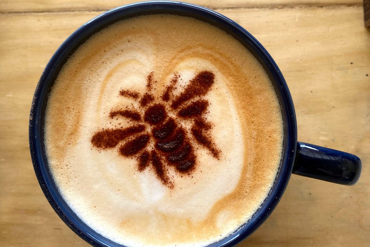 Latte with bee art